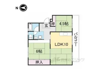 寝屋川団地C33号棟(2LDK/3階)の間取り写真