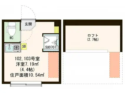 ハーモニーテラス小豆沢公園(ワンルーム/1階)の間取り写真