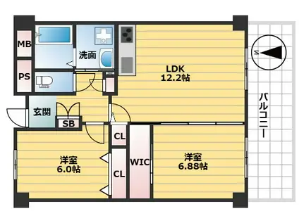 レジディア西天満(2LDK/8階)の間取り写真