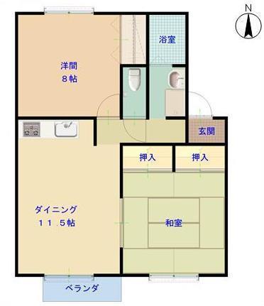 セント アンド リュース(2LDK/1階)の間取り写真