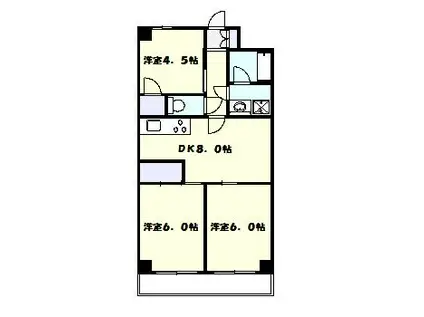 市ヶ尾センタービル(3DK/4階)の間取り写真