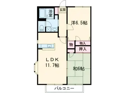 ピュアフィールドA棟(2LDK/2階)の間取り写真