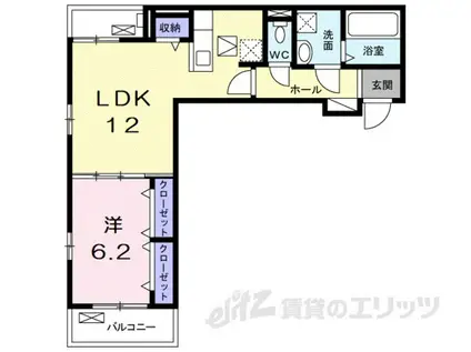 フルール彦根(1LDK/2階)の間取り写真