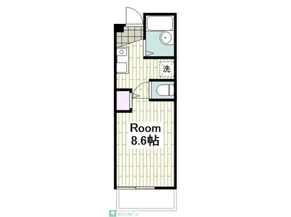 パラッツォデルマーレ(ワンルーム/2階)の間取り写真