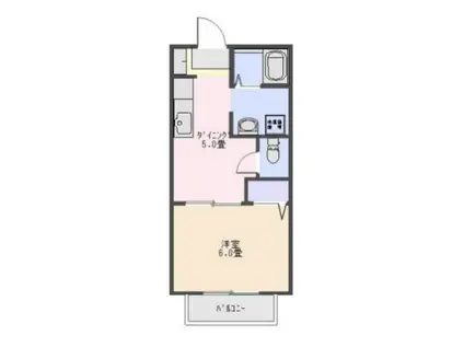 フレグランス古川(1DK/2階)の間取り写真