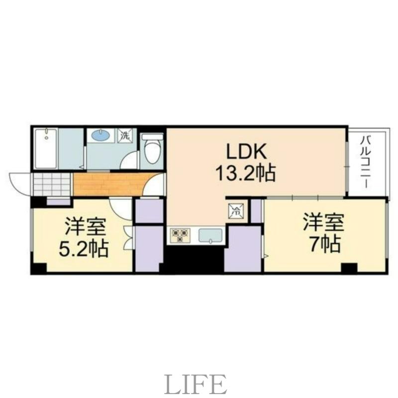 はまなすコーポ(2LDK/5階)の間取り写真