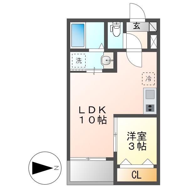 GRANDBLUENAGASUKA I(1LDK/1階)の間取り写真