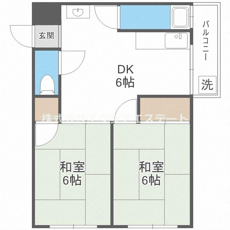 たきがわマンション(2DK/5階)の間取り写真