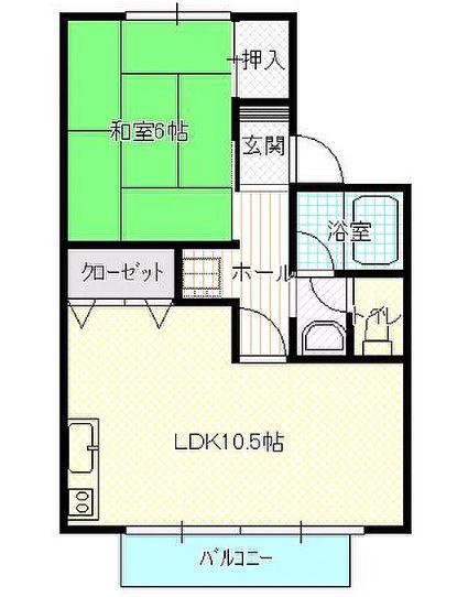 パルム弐番館(1LDK/1階)の間取り写真