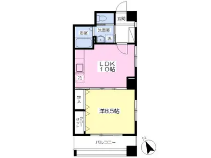 ブルーハイム茶町(1LDK/2階)の間取り写真