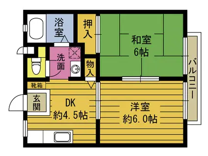 カーサあしべ(2K/1階)の間取り写真
