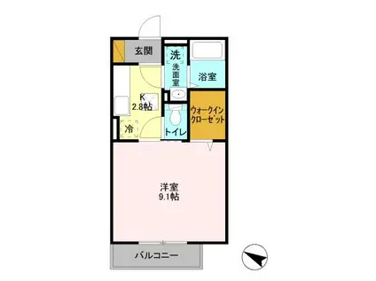 ヒカリクレール(1K/1階)の間取り写真