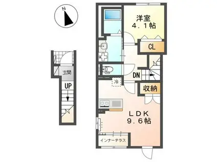 クローバーエイト(1LDK/2階)の間取り写真