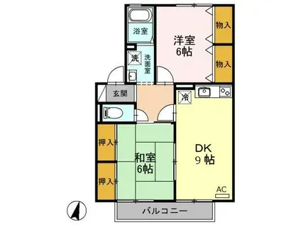 ネオコーポリラ開成B棟(2DK/2階)の間取り写真