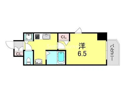 グランカリテ神戸ウエスト(1K/2階)の間取り写真