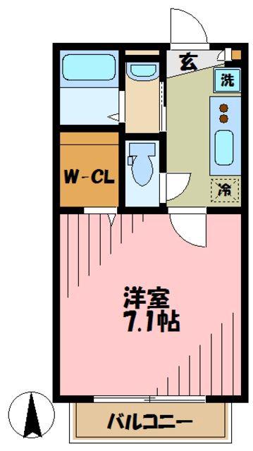 エルメゾンM(1K/1階)の間取り写真