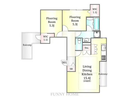 下馬6丁目メゾン(2LDK/3階)の間取り写真
