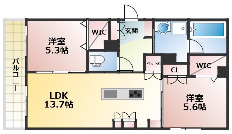 MAISON DE MINE NAGAI PARC EST(2LDK/3階)の間取り写真