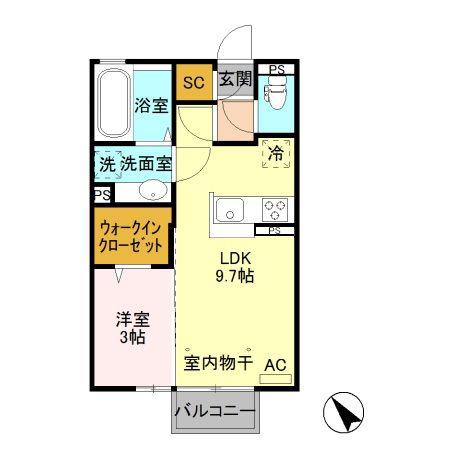 メゾン ド ショコラ(1LDK/2階)の間取り写真