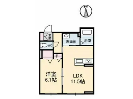 ブルーム津島福居(1LDK/1階)の間取り写真
