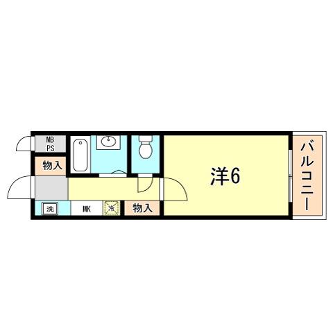 ルックハイツⅠ(1K/1階)の間取り写真