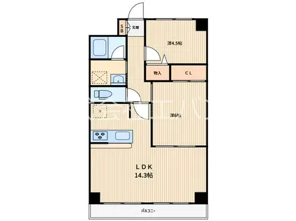 ルートホワイトII(2LDK/3階)の間取り写真