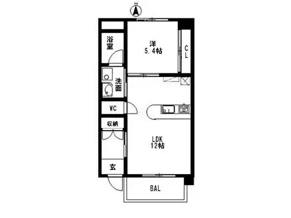 ファイブスター高田(1LDK/1階)の間取り写真
