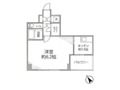 ヴィーダ勝どき(1K/4階)の間取り写真