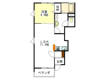 ア・レーズ(1LDK/1階)の間取り写真