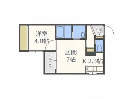 オルタナティブN17(1LDK/1階)の間取り写真