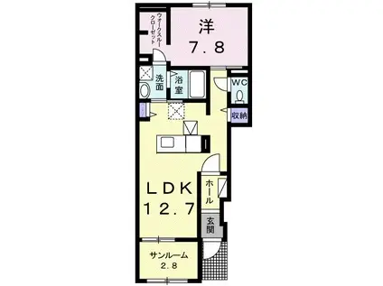 ビオーラメゾン(1LDK/1階)の間取り写真