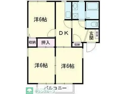 ホワイトパーク(3DK/2階)の間取り写真