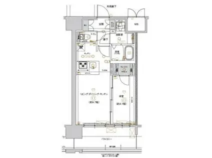 CREST TAPP 平安通(1LDK/13階)の間取り写真