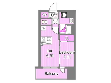 シーフォルムカワサキ(1DK/8階)の間取り写真