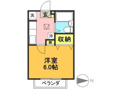 パークフラッツ(1K/1階)の間取り写真