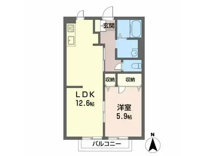コスモスハイツ星陵台(1LDK/2階)の間取り写真