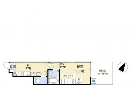 武蔵野テラス(1K/1階)の間取り写真