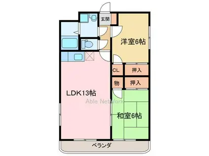 メゾンド・ジュネス(2LDK/1階)の間取り写真