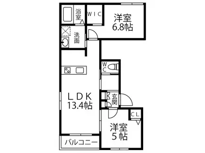 グリッシーナ(2LDK/2階)の間取り写真