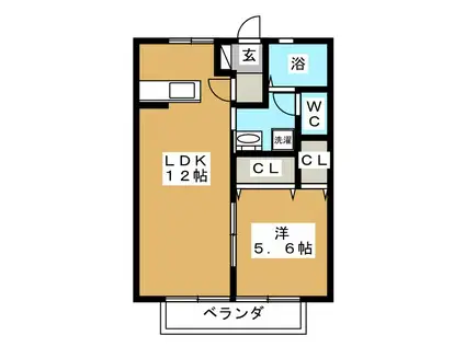シティハイム H(1LDK/1階)の間取り写真