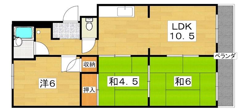 寿マンション(3LDK/1階)の間取り写真