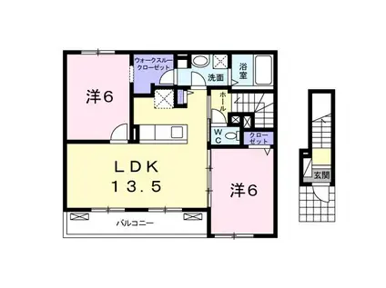 リーベン(2LDK/2階)の間取り写真