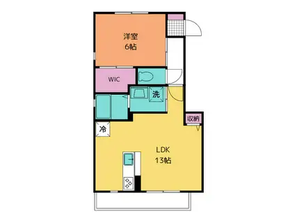 メゾンファミールB(1LDK/2階)の間取り写真