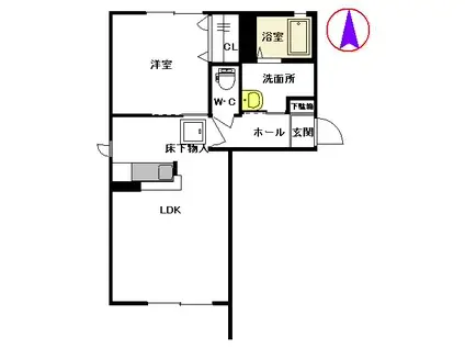 サンリッチ C棟(1LDK/1階)の間取り写真