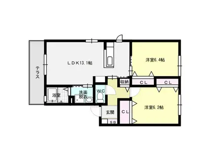 エコロジースクエア須玖南A(2LDK/1階)の間取り写真