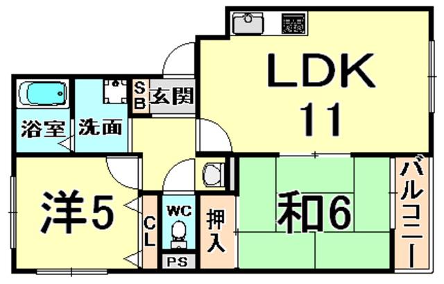 ビューラー藤木(2LDK/3階)の間取り写真