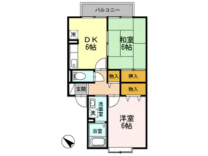 メゾンドアヴニール板宿(2DK/2階)の間取り写真
