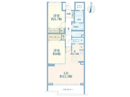 世田谷桜丘グレイスコート(2LDK/3階)の間取り写真