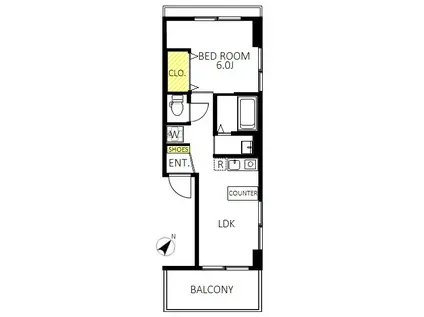 中丸グランシャトウ別館(1LDK/2階)の間取り写真