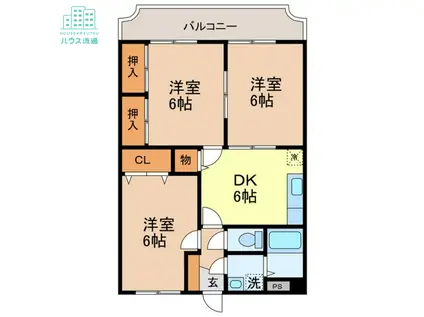 柳原マンションII(3DK/1階)の間取り写真